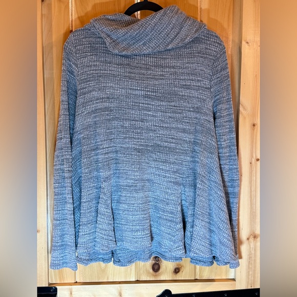 Anthropologie Winterscape Heather KnitCowl Neck Peplum Sweater Gray Knit Small - Picture 3 of 9